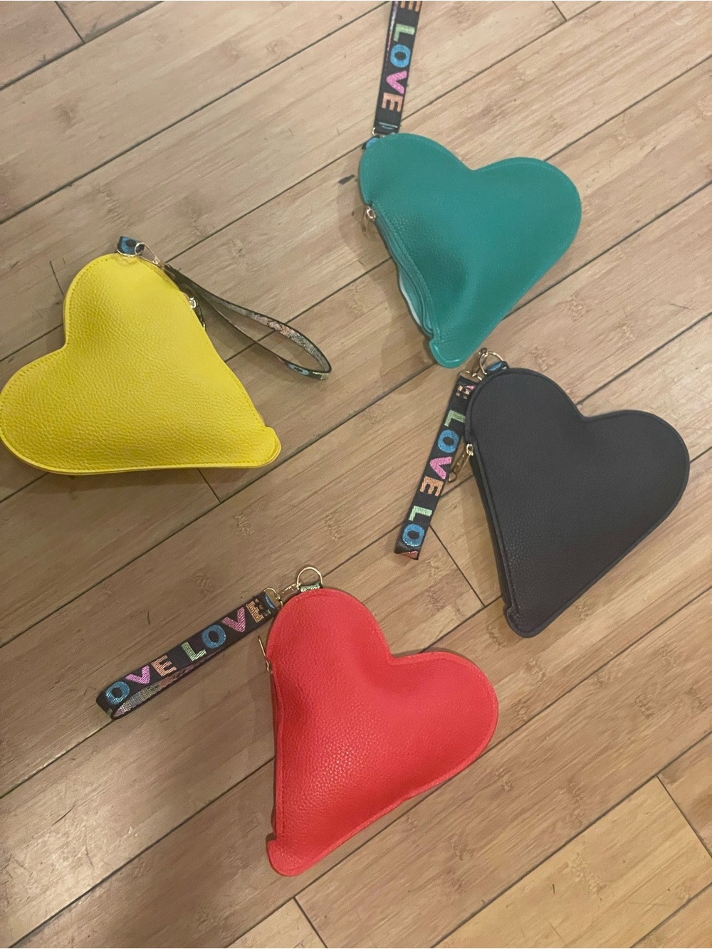 Heart Wristlet Pouch - Yellow, Teal, Red, Black
